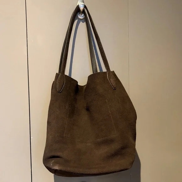 NWT Madewell Shopper Tote in Dark Carob Suede - Picture 2 of 12